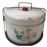 Vintage Floral Metal Cake Carrier