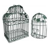 Pair of Green Decorative Wire Birdcages