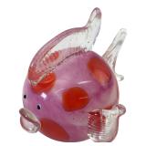 Pink Spotted Art Glass Fish Figurine