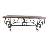 Rustic Wood and Metal Scrollwork Wall Shelf
