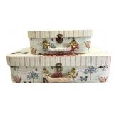 Set of 2 Botanical Decorative Storage Boxes