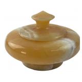 Carved Banded Onyx Lidded Trinket Box
