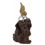 Glass Eagle Figurine on Burl Wood Base
