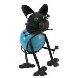 Whimsical Metal Cat Yard Sculpture 10 H