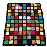 VTG Handmade Granny Square Crochet Afghan 64x53