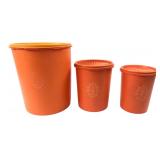 Tupperware Orange 3-Piece Canister Set