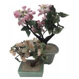 Pair of Glass & Hardstone Bonsai Trees