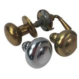 Three Vintage Brass & Chrome Doorknobs