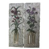 Pair Cheri Blum 3D Floral Wall Plaques
