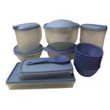Tupperware Blue Plastic Storage Container Set
