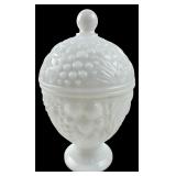 Avon Milk Glass Covered Compote Candy Dish