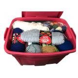 Red Heart Super Saver Yarn Lot in Rubbermaid Tote