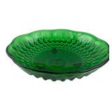 Emerald Green Pressed Glass Footed Bowl