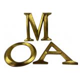 3 Distressed Gold Tone Wall Letters M O A