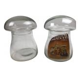 Libbey Crystal Creations Mushroom Jars Pair