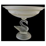Murano Frosted Glass Swan Pedestal Bowl