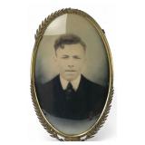 VTG Brass In Memoriam Bubble Glass Frame 20x12