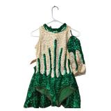 Vintage Green & White Sequin Dance Costume