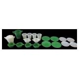 VTG Akro Agate Green & White Toy Dishware Lot