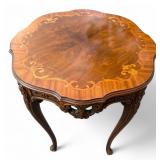 French Style Floral Marquetry Accent Table