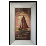 Arthur Duvalle Signed Oil On Canvas Sailboat