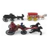 VTG Cast Iron Goat Express & Horse Drawn Toys