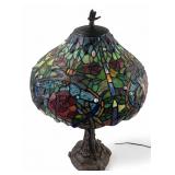 Tiffany Style Dragonfly Stained Glass Lamp 24.5"H