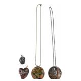 Reed & Barton Damascene Owl & 3 Pendants