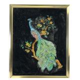 Reverse Painted Foil Peacock Silhouette Art