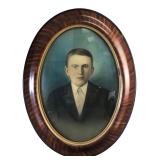 Antique Oval Bubble Glass Portrait Frame