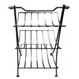 MCM Black Metal & Brass Tone Magazine Rack