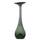 MCM Signed Hand Blown Green Art Glass Vase 14"
