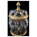 VTG Baroque Brass Bubble Glass Apothecary Jar