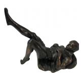 Cast Metal Reclining Male Figure Sculpture