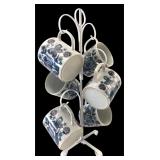 VTG Japan Floral Butterfly Mugs & Stand