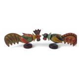 VTG Polish Folk Art Wooden Bird Figurines
