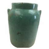 Stoneware Crock with Green Glaze, 10" H