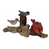 Three Carved Wood Bird Figures