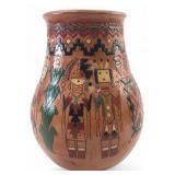 Irene & Ken White Navajo Earthenware Yei Vase 7"H