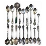 Lot of 18 Sterling Silver Souvenir Spoons
