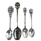 European 800 & 835 Silver Enamel Souvenir Spoons