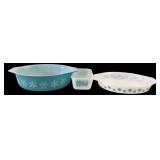 Pyrex Turquoise Snowflake & Butterprint 3pc Lot