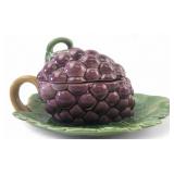 VTG Portieux Vallerysthal Majolica Grape Tureen