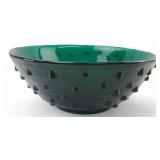 Blenko Green Studded Handblown Glass Bowl 11in