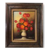 Johnson Signed Floral Oil Painting Framed