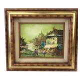 Winston Signed Paris Street Scene Oil Painting