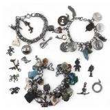 Mixed Sterling Silver Charm Bracelet Lot