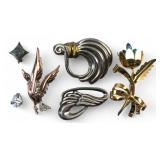 Assorted Sterling Silver Brooch Pin Lot