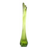 L.E. Smith MCM Green Ribbed Swung Glass Vase 31" H