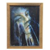 Framed Abstract Portrait Print on Board 7x9